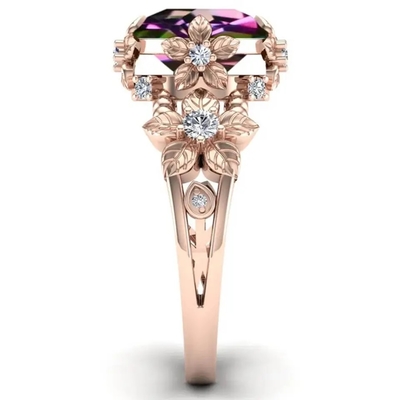 14K Sterling Silver Vintage Art Round plateado oro cortó a Topaz Gemstone Engagement Rings blanco místico