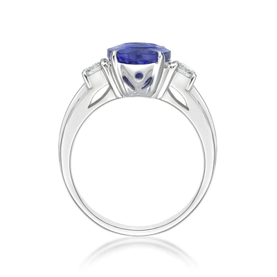 El óvalo de 925 Sterling Silver Wholesale Tanzanite Ring cortó el anillo de compromiso de la boda de Tanzanite de la piedra azul