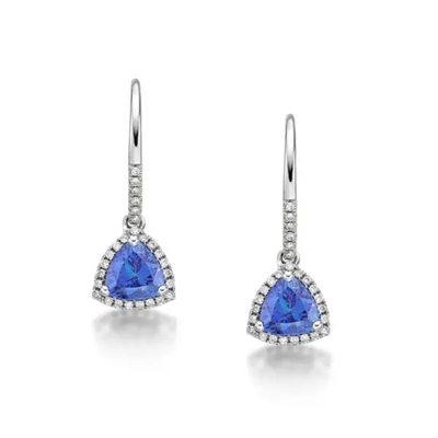 Joyería de la boda, rodio azul de la plata de la piedra 925 del color de Tanzanite del pendiente largo plateado