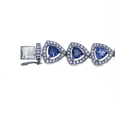 Pulsera de tenis de Sterling Silver Trillion Cut Tanzanite de la joyería 925 de la moda