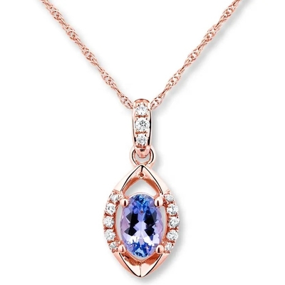 Al por mayor colgante oval de Tanzanite del corte de 925 Sterling Silver Rose Gold Plated