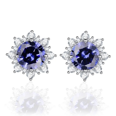 el óvalo del halo de la CZ de la joyería del oro amarillo 14K cortó los pendientes clásicos de Tanzanite del perno prisionero de las mujeres verdes superiores de los pendientes