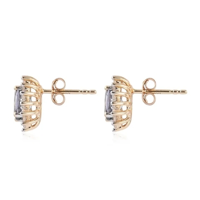 Pendientes del perno prisionero de la joyería de la Navidad de Sterling Silver Created Tanzanite CZ del sólido 925 para las mujeres