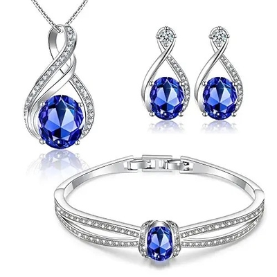 El óvalo del halo de 925 Sterling Silver Ring Pendant Earring forma sistemas de la joyería de Tanzanite