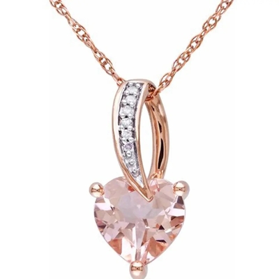 Collar pendiente de la nueva del diseño de Rose Gold Plated Morganite Stones de las mujeres boda del regalo
