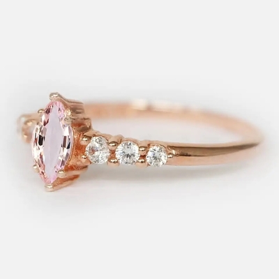 Anillo de compromiso al por mayor de Ring Round Cut Pink Morganite del Morganite de Sterling Silver Jewelry Rose Gold de la fábrica 925