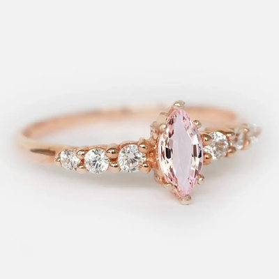 Anillo de compromiso al por mayor de Ring Round Cut Pink Morganite del Morganite de Sterling Silver Jewelry Rose Gold de la fábrica 925