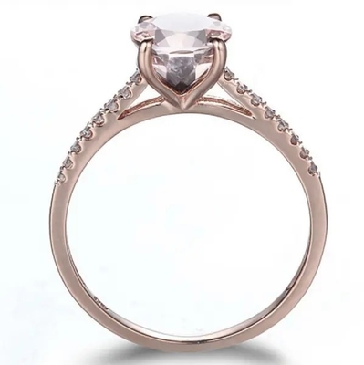 Anillo de compromiso al por mayor de Ring Round Cut Pink Morganite del Morganite de Sterling Silver Jewelry Rose Gold de la fábrica 925