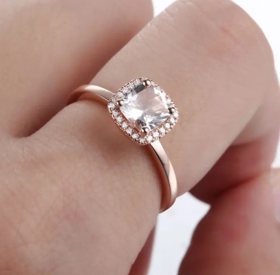 925 pendientes del puño del Morganite de Platedt del oro de Sterling Silver Round Shape Rose
