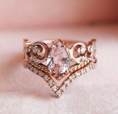 Los anillos agradecidos del vintage S925 Rose Gold Antique Cz Engagement prometen el regalo del aniversario