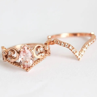 Los anillos agradecidos del vintage S925 Rose Gold Antique Cz Engagement prometen el regalo del aniversario