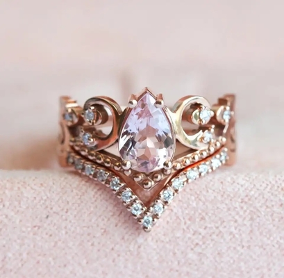 Los anillos agradecidos del vintage S925 Rose Gold Antique Cz Engagement prometen el regalo del aniversario