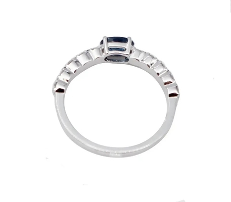 S925 de moda Sterling Silver Natural Jewelry Sapphire CZ Ring Simple Design For Ladies
