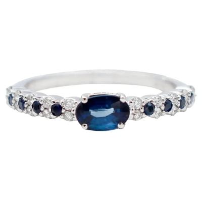 S925 de moda Sterling Silver Natural Jewelry Sapphire CZ Ring Simple Design For Ladies