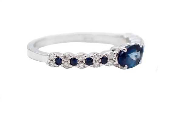 S925 de moda Sterling Silver Natural Jewelry Sapphire CZ Ring Simple Design For Ladies
