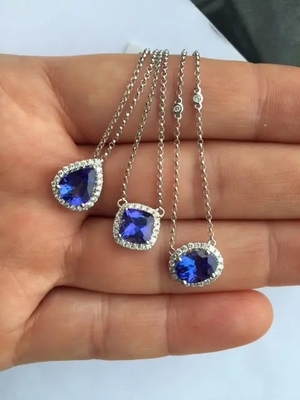 El diseño simple del collar de 925 Sterling Silver Elegant Sapphire CZ prefiere para el regalo de las mujeres