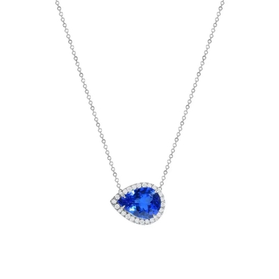 El diseño simple del collar de 925 Sterling Silver Elegant Sapphire CZ prefiere para el regalo de las mujeres