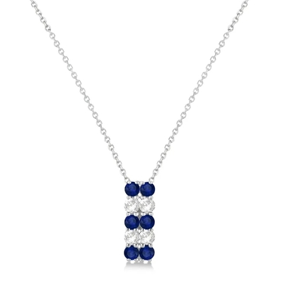 14K oro blanco Garnet Pendant Necklace en forma de corazón, Sapphire Chain Necklace menuda