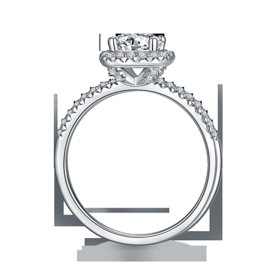 925 anillos de compromiso de Sterling Silver Jewelry Diamond Moissanite alrededor del anillo delicado formado de la banda