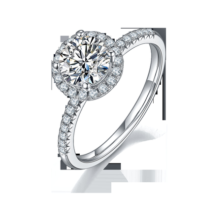 925 anillos de compromiso de Sterling Silver Jewelry Diamond Moissanite alrededor del anillo delicado formado de la banda