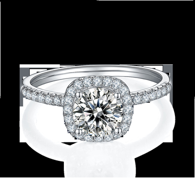 El cuadrado cortó el oro nupcial del diamante del cuadrado de Moissanite de las mujeres con el anillo de bodas romántico de plata