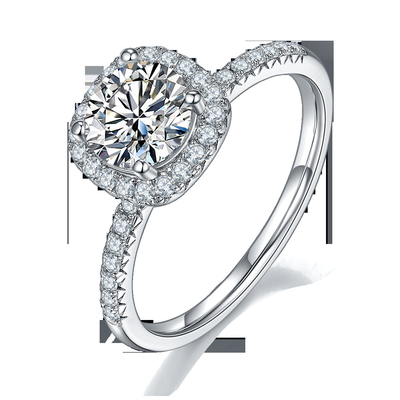 El cuadrado cortó el oro nupcial del diamante del cuadrado de Moissanite de las mujeres con el anillo de bodas romántico de plata
