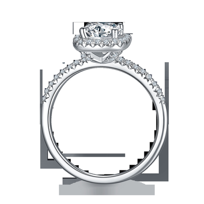 El cuadrado cortó el oro nupcial del diamante del cuadrado de Moissanite de las mujeres con el anillo de bodas romántico de plata