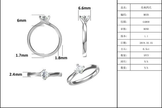 anillo de plata de Moissanite 925 minimalistas de los diseños de la joyería del oro 9K