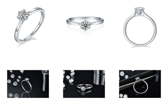 0.5ct forman el anillo de Diamond Jewelry With Silver Women del laboratorio de Hexgonal