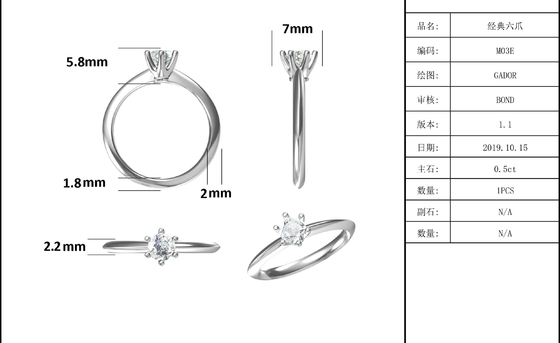 9K con el corte de plata Moissanite blanco Diamond Minimalist Wedding Jewelry del anillo