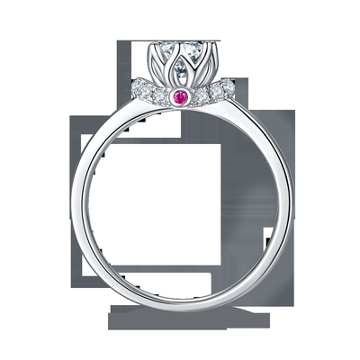 Joyería plateada única de las mujeres de Ring Custom Moissanite Ring Engagement del oro blanco del estilo de la flor