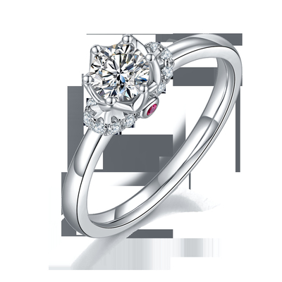 Joyería plateada única de las mujeres de Ring Custom Moissanite Ring Engagement del oro blanco del estilo de la flor
