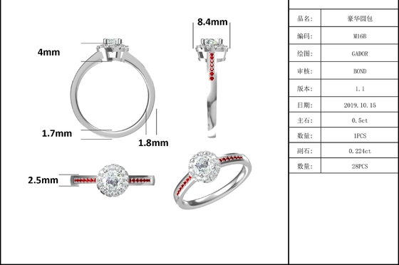 Anillo de plata de las mujeres del corte 9k Moissanite 925 redondos de piedra principales del modelo