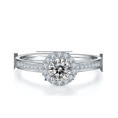 Anillo de plata de las mujeres del corte 9k Moissanite 925 redondos de piedra principales del modelo