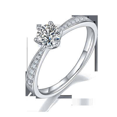 Oro blanco Moissanite Ring Vintage Engagement Ring del anillo de compromiso 14K de Milgrain Moissanite