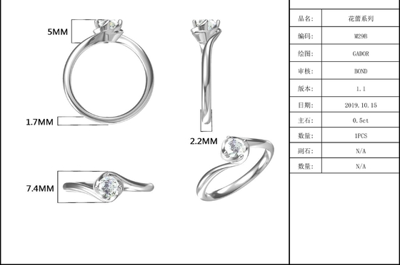 El vintage crecido laboratorio de Moissanite del quilate del oro blanco 14 inspiró el compromiso Diamond Jewelry Ring de Moissanite