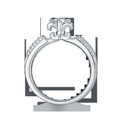 La flor cortó el oro blanco Ring Moissanite Engagement de Ring Unique 14KN del compromiso de Moissanite   Anillo