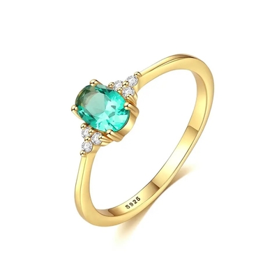925 simples al por mayor Sterling Silver Delicate CZ Emerald Jewelry Ring delicado