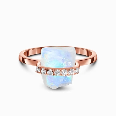 Anillo de compromiso de la boda de la joyería de la piedra preciosa de 925 Sterling Silver Natural Raw Stone Moonstone