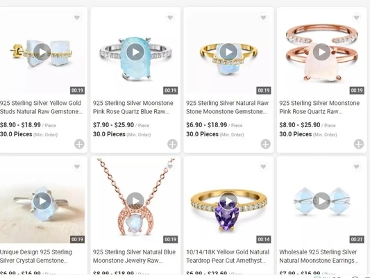 Joyería irregular de tres mujeres de los dientes de Moonstone Ring Sterling Silver 925 crudos de moda de la joyería
