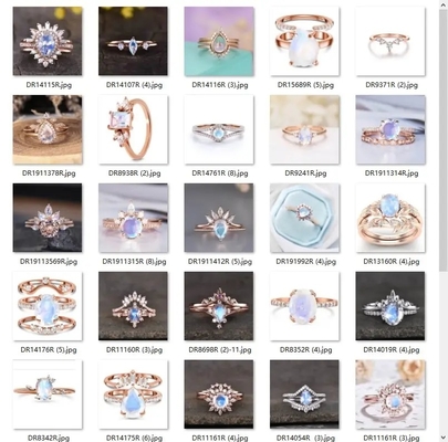 Joyería irregular de tres mujeres de los dientes de Moonstone Ring Sterling Silver 925 crudos de moda de la joyería