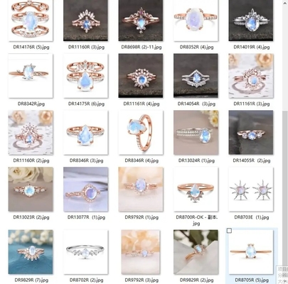 Joyería irregular de tres mujeres de los dientes de Moonstone Ring Sterling Silver 925 crudos de moda de la joyería