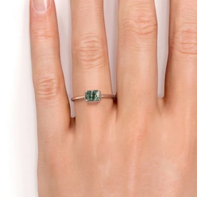 Joyería verde de la fábrica de la calidad de Moss Agate Raw Ring Fine de la joyería del vintage S925 Sterling Silver Rose Gold Plated
