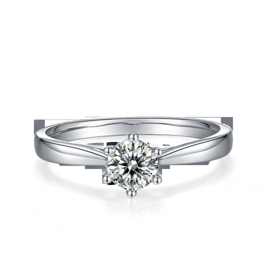 Plata minimalista Ring Round Cut White Moissanite CZ de la joyería que se casa 9K