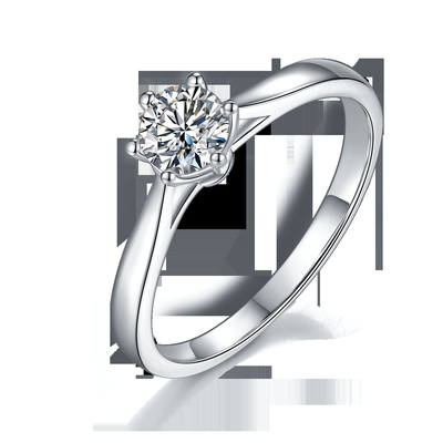 Plata minimalista Ring Round Cut White Moissanite CZ de la joyería que se casa 9K
