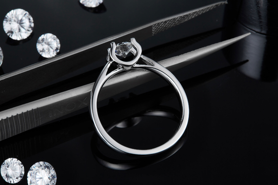 Joyería que se casa minimalista de la CZ del anillo de plata blanco de Moissanite 9K del cuadrado