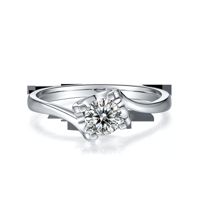 Joyería que se casa minimalista de la CZ Moissanite 9K del anillo de plata blanco trapezoidal del RD 4M M