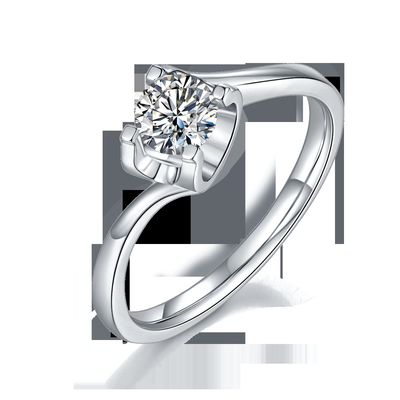 Joyería que se casa minimalista de la CZ Moissanite 9K del anillo de plata blanco trapezoidal del RD 4M M