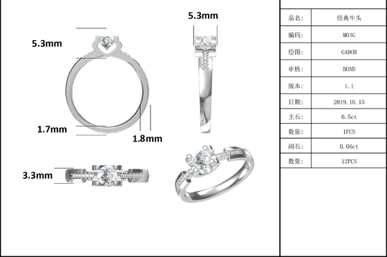 Boda de encargo minimalista blanca Ring For Women de Moissanite Sytle CZ