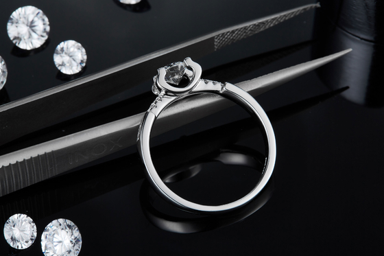 Boda de encargo minimalista blanca Ring For Women de Moissanite Sytle CZ